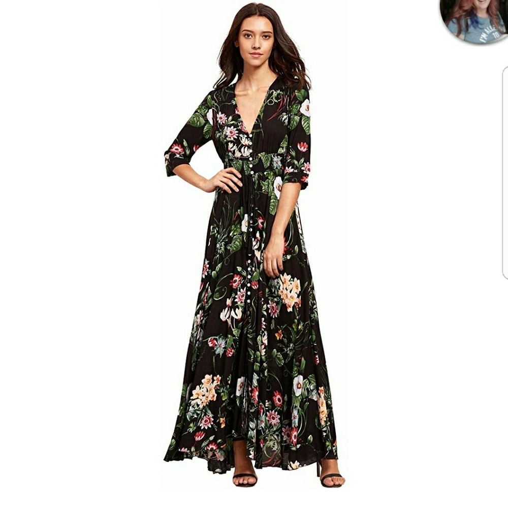 Sz XXL Floral Button Maxi Dress!